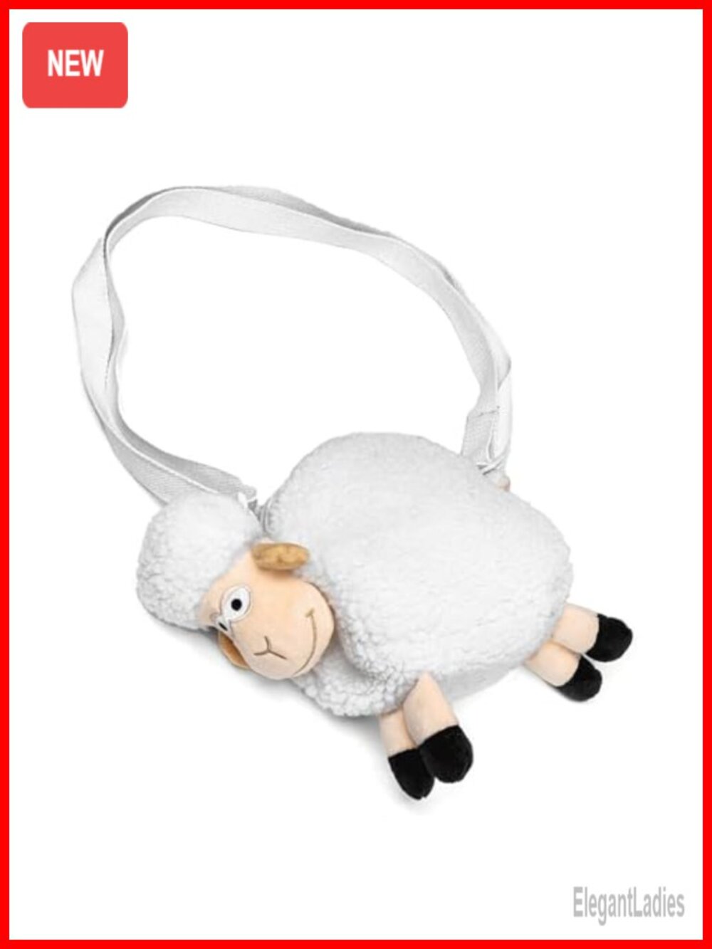 Plush Sheep Crossbody Bag with Adjustable Shoulder Strap